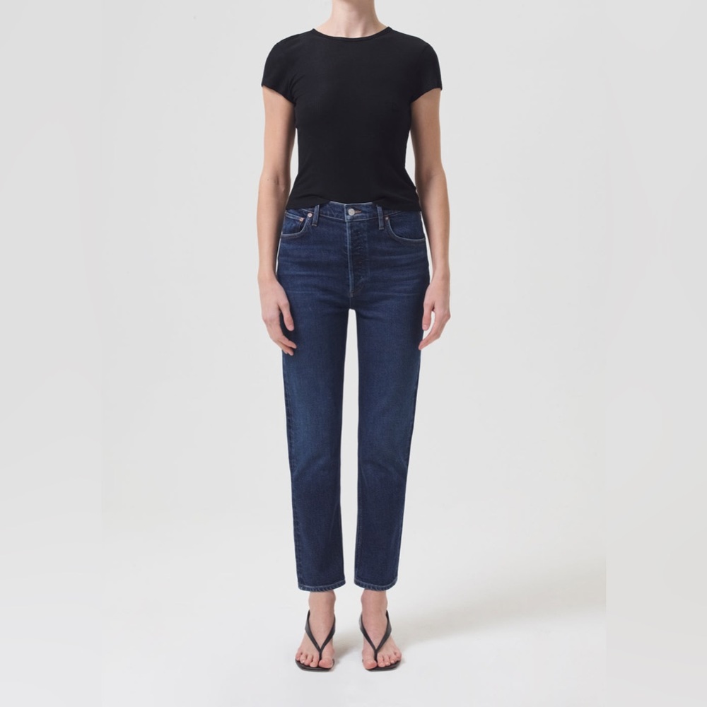 Agolde Riley High Rise Straight Crop in Divided wash